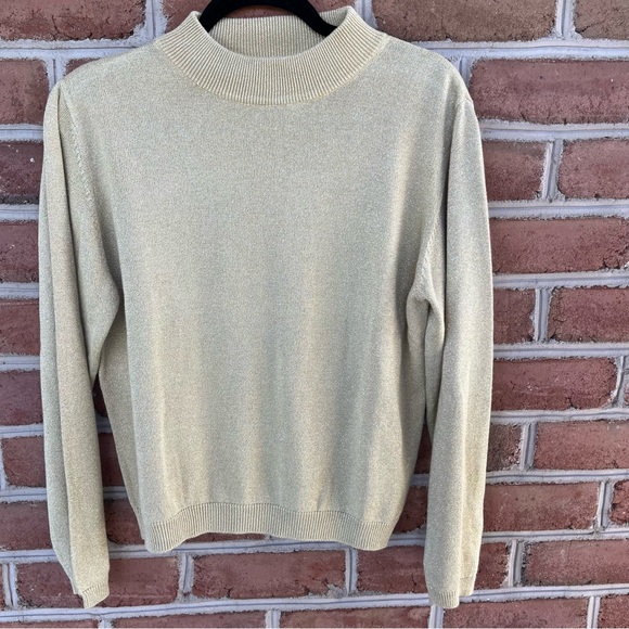 Festive gold lightweight sweater perfect for the holidays Christopher & Banks. S - Picture 6 of 6
